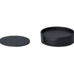 4bK Glasunderlägg Skinn 6-pack, Runda