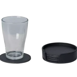 4bK Glasunderlägg Skinn 6-pack, Runda