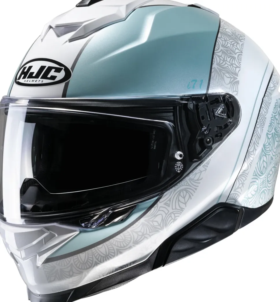HJC Hjälm i71 Sera Vit/Turkos MC2