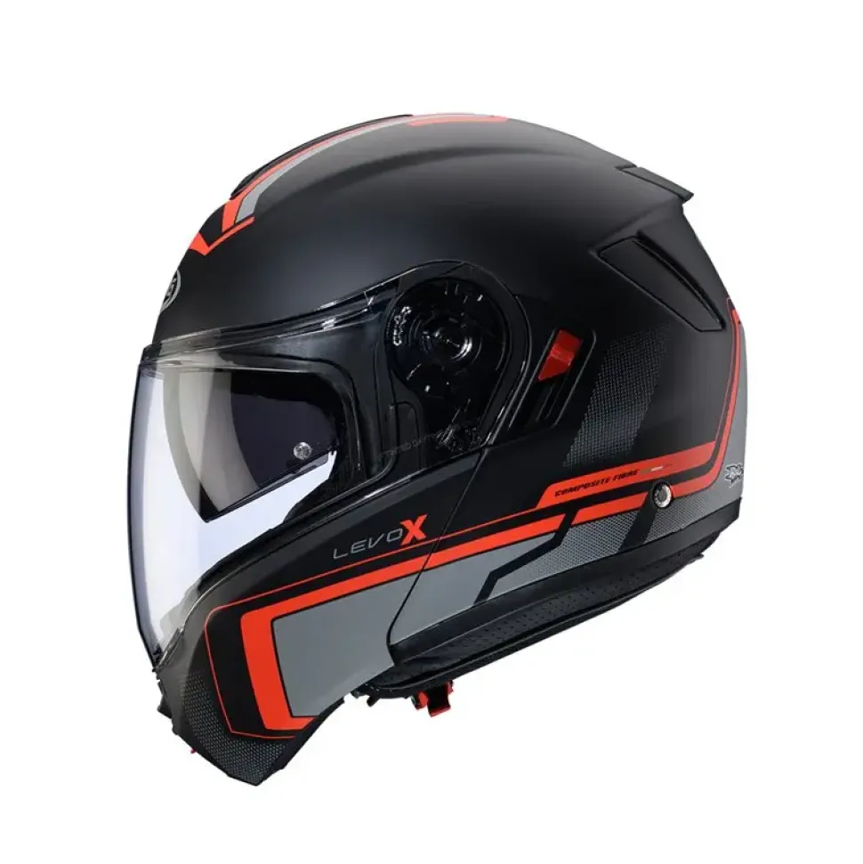 Hjälm Caberg Levo X Elite Matt Svart/Grå/Röd