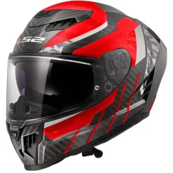 Hjälm Ls2 Ff807 Dragon Carbon Trax Röd/Vit